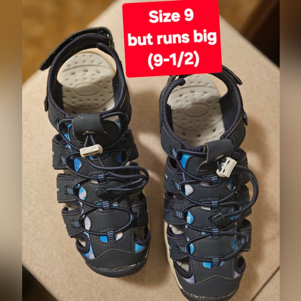 Khombu Ashley Sport Sandals Women's Size:9M EU39 Navy Blue Adjustable Straps EUC